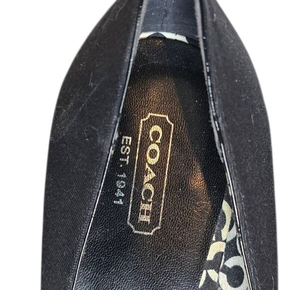 Coach Corey Black Peep Toe Bow 4" Block Heels Pumps Size 8.5B - Picture 3 of 12